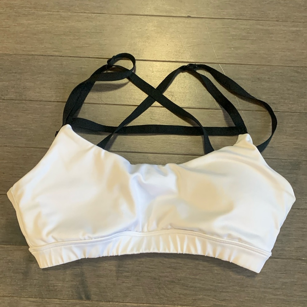 Forever 21 White with Black Straps Yoga Sports Bra Women’s S